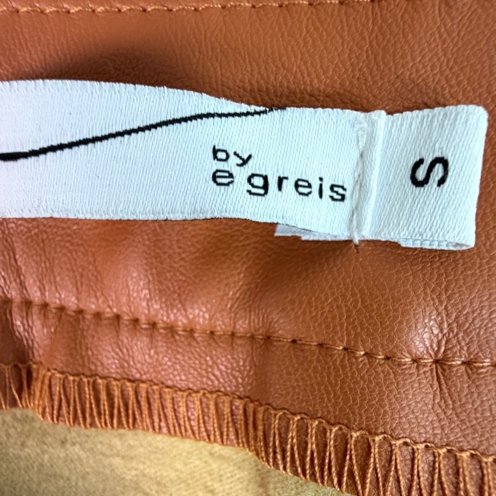 NWT by egregreis Faux Leather Orange‎ Pencil Skirt Tie Waist Size S - Picture 3 of 8